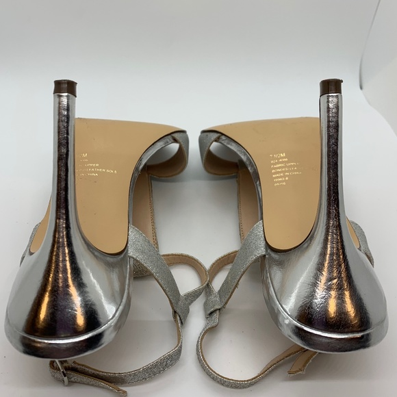 I. Miller Sparkly 4" Sandals Platinum 7 1/2 Shimmer Sparkle Strap Stilettos - Picture 8 of 10